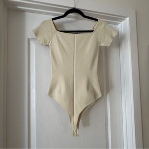 ZARA Cream Short Sleeve Bodysuit